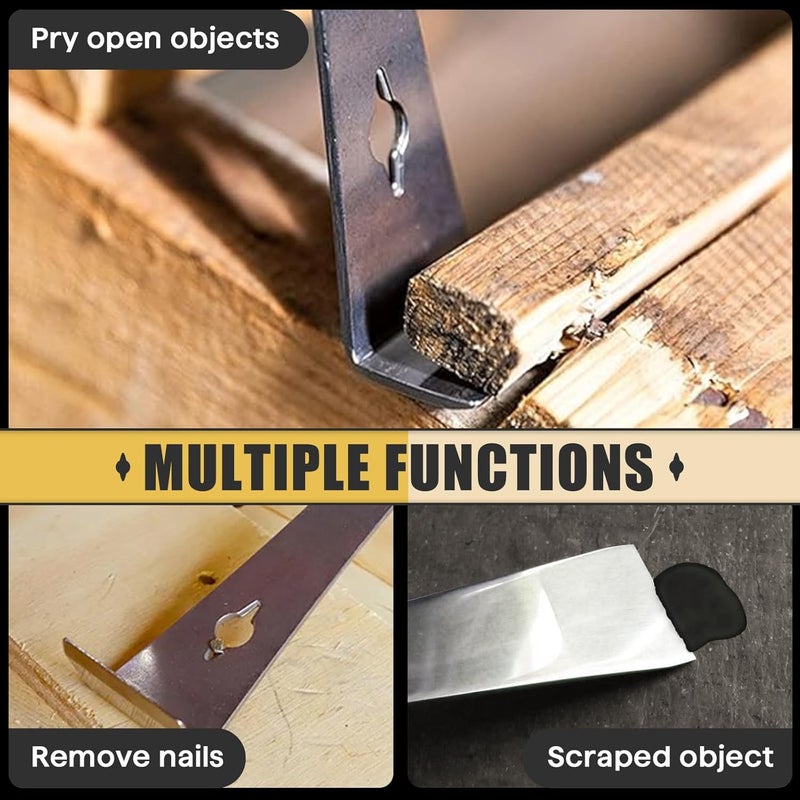 Iffitya 4-Piece 17005 Stainless Steel Pry Bar Scraper Set, 9.25" and 6.7" Trim Puller, Small Flat Pry Bar, Silver Beekeeping Hive Scraper, Bee Hive Hand Tool, 2 Sizes - Image 5